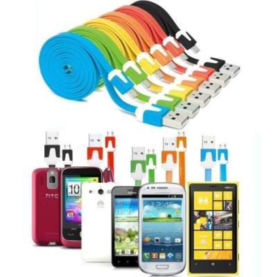 China 10pcs/lot 10 Colors 1M Flat Micro USB Mobile Phone Colorful Data Sync Cable for sale