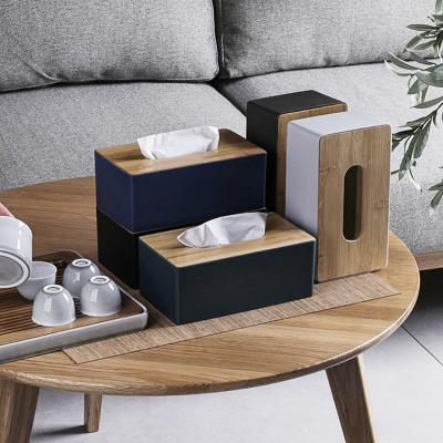 China Eco-friendly Wooden Napkin Storage Box Household Paper Towel Holder Movable Paper Towel Box for sale