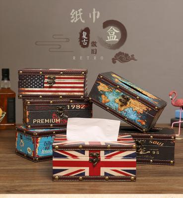 China American Style Home Eco-friendly Storage Box With Lock Box Retro Leather Holder Desktop Cafe Decorate 5.0 for sale