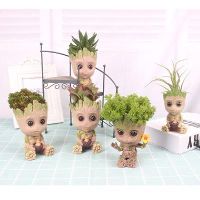 China Miniature Green Plants Ceramic Vase Nursery Garden Pattern Flower Pots Cartoon Figure Minimalist Decoration Flower Pots for sale