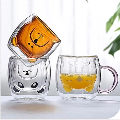 China Minimalist Creative Glass Mug Transparent Double Walls Cup Christmas Glass Mug For Girlfriend for sale