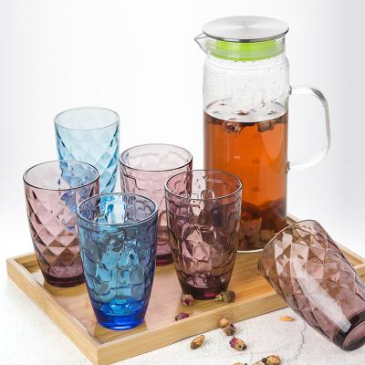 China Modern fashionable manufacturer straight hair colored creative capacity glass thickening glass beverage cup for sale