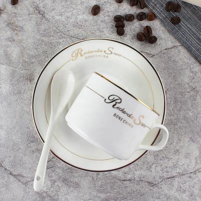 China Sustainable Wholesale Hot Sale Custom Logo Coffee Cups Gold Silver Porcelain Tea Cup With Saucer Set For Gift for sale