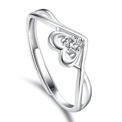 China Beautiful Elegant Charming Zircon Love Jewelry Engagement Wedding 925 Sterling Silver Heart Ring for sale