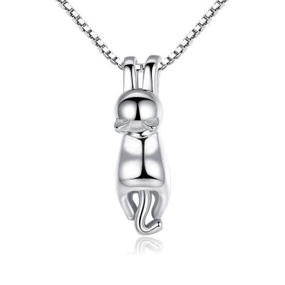 China Elegant Charm S925 Sterling Silver Necklace With Personalized Cute Cat Pendant Necklace for sale