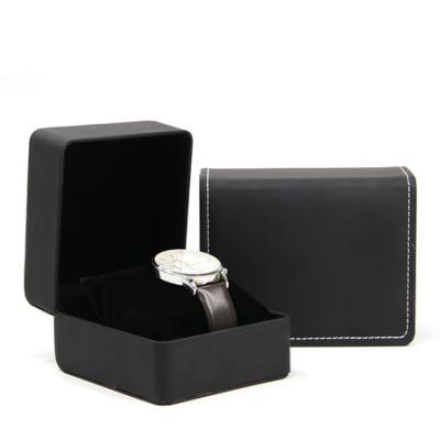 China Handmade High End Custom Logo Elegant Black Leather PU Watch Box With Pillow for sale