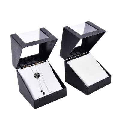 China Recyclable Custom Black Jewelry Storage Box With Transparent Window for sale