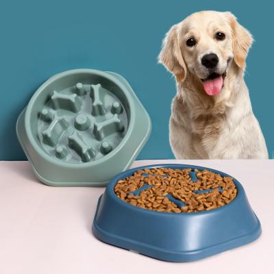 China New Viable Pet Bowl Cat Dog Slow Food Bowl Anti-Pharyngeal Pet Supplies Plastic Dog Cat Feeding Bowl for sale