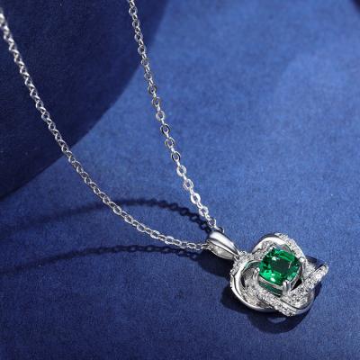 China ANSTER Women's 925 Sterling Silver Emerald Pendant For Wholesale Price Necklace CLASSIC Emerald for sale