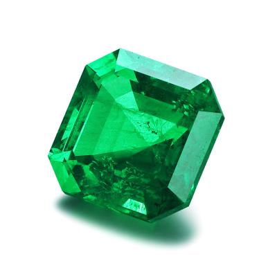 China Color Play or Fire ANSTER Hydrothermal Created Loose Gemstones Asscher Cut Green Emerald Developed by Colombian Lab for sale