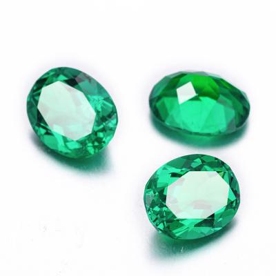 China Top Quality Fire Muzo Green Color Color Play or Lab Created Loose Gemstone Lab-Raised Emerald Oval for sale