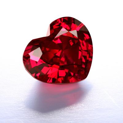 China Multi Sizes 0.1mm~30mm Heart Shaped Czochralski-raised Color Or Fire Jewelry Ruby Gem Stone For Silver /Gold for sale