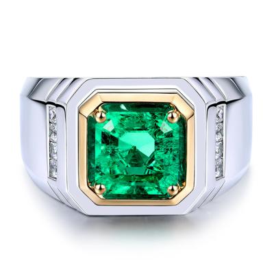 China Custom Developed Lead Free Nickel Free Emerald Wedding Band Mens Rings Jewelry From Certified Lab For Men Sizes 7 14 for sale