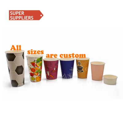 China Customized Printed 2.5-22oz Recyclable Single / Double Wall Paper Coffee Cups Packaging Disposable Paper Cup for sale