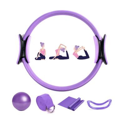 China 5pcs Yoga Ring Pilates Ball Yoga Circle Belt Suits Set Pilates Training Set for sale