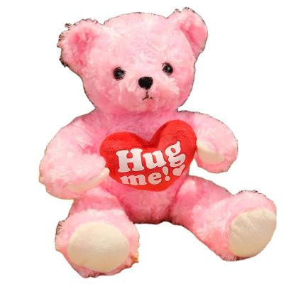 China Cute Happy Plush Teddy Bear Stuffed Toy Valentine Teddy Bear With Heart Plush Toy Wholesale Bedtime Toys for sale