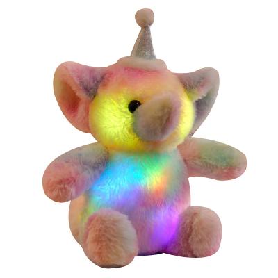 China 30cm Stuffed Fast Plush Indicator Light Up Elephant Plush Toy Wholesale Toys Soft Baby Glowing Cushion LED Stars Plush Pillow Custom OEM for sale