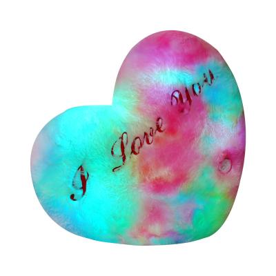 China Free Sample Plush Soft Valentine's Day Heart Cushion Luminous Led Glowing Sit Plush Doll Light Up Toys Gift For San Valentine's Day Custom for sale