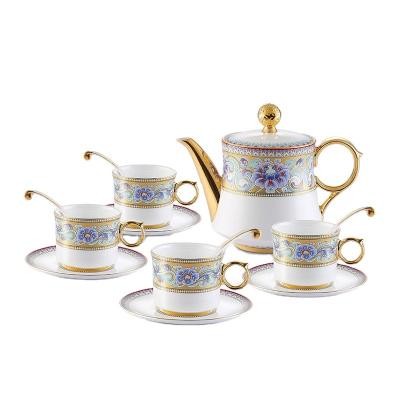 China WITH LID Stechcol Home & Garden Decor Color Glaze Bone China Teapot Dinner Set w/Gold Fine Ceramic Rim for sale