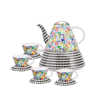 China Folding Home and Garden Decoration Stechcol Hill Shape Ceramic Storage and Portable Teapot Dinner Set for sale