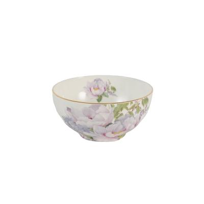 China Exquisite Stechcol Tech Bone China Decal Viable Floral Pattern Bowl Exquisite Kitchenware With Gold Rim for sale