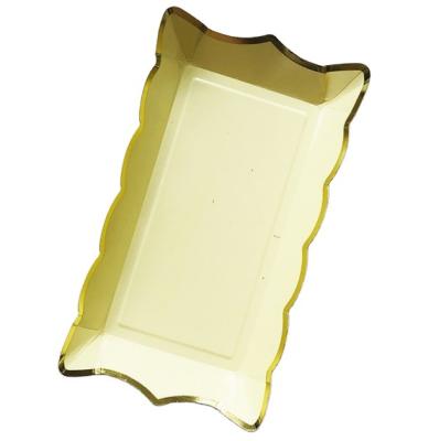 China Eco - Friendly Gold Stamping 30x16Cm Rectangle Paper Plate The Food Grade Store for sale