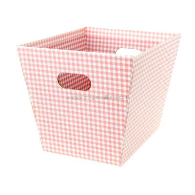 China Recyclable Custom Pink Large Square Paper Market Locker Tray Gift Box With Two Handles for sale