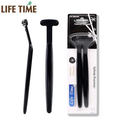 China Cepillo de la lengua LIFE Plastic Dental TIME Remover PP Bamboo Charcoal Tongue Care Private Label Oral Tongue Scraper for sale