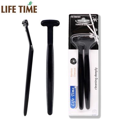 China Dental Care Tongue Charcoal Tongue Scraper Remover Cleaning Brush Manufacturer for sale