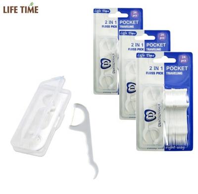 China High Quality Wholesale 24pcs Home Travel Dental Flosser Sticks Free Sample Disposable Dental Floss Picks for sale