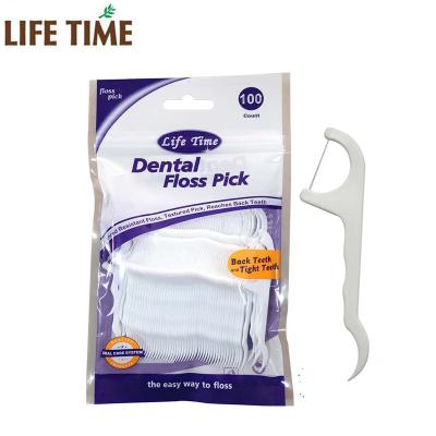 China Plastic Toothpicks Wholesale Plastic White Dental Floss 100pcs Toothpicks for sale