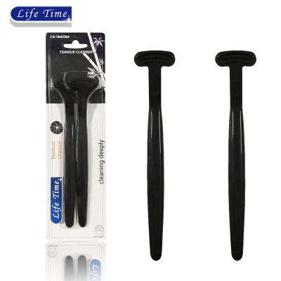 China Home Use High Quality Best Selling Popular Plastic Tongue Scraper Brush Tongue Brush Bamboo Charcoal Oral Hygiene Custom Tongue Scraper for sale