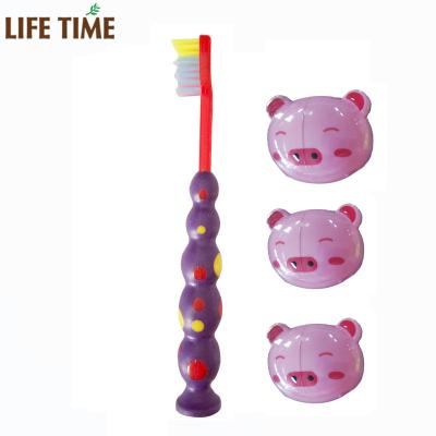 China OEM 3 Year Care Child Oral Toothbrush with Suction Base and Animal Brush Cover for sale