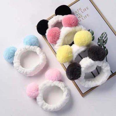 China Creative cute plush headband hair ball hair ball decoration headband wholesale double washing for sale