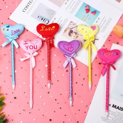 China 100% Factory Wholesale Eco-friendly Plush Head Cartoon Pen Love Plush Head Oil Pens for sale