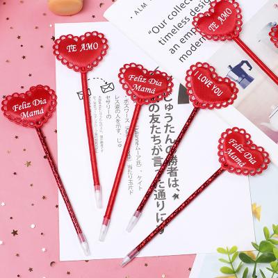 China 100% High Quality Eco-friendly Cartoon Letter Stationery Pen Custom Logo Hollow Heart Pens for sale