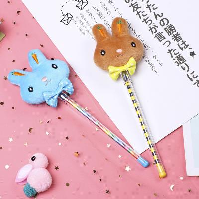 China Pen Custom Logo Bow Plush Normal Neutral Rabbit Stationery Cartoon Neutral Pen for sale