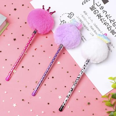 China 100% Creative Wholesale Eco-friendly Cartoon Ballpoint Pen Ballpoint Pen Student Office Stationery Gifts Sequin Crown Love Ballpoint Pens for sale