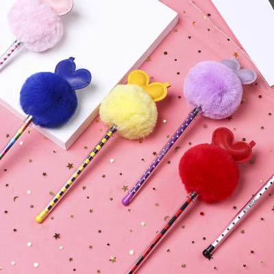 China Normal Creative Leather Love Pen Cute Colored Plush Ball Neutral Pen For Student Gifts Neutral for sale