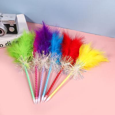 China 100% Student Eco-Friendly Stationery Feather Pen Multi Color Feather Ballpoint Pen For Student Gifts for sale