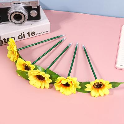 China 100% Neutral Tips Pen Student Supplies Flower Pen Simulated Sunflower Gift Creative Sunflower Pen Wholesale Eco-friendly Stationery for sale