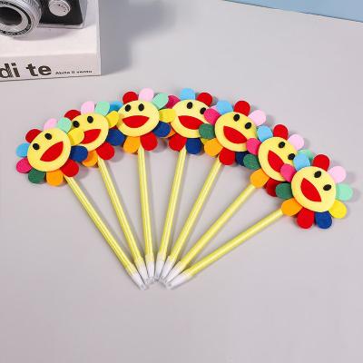 China 100% New Eco-friendly Cartoon Sunflower Pen Children 0.7mm Sunflower Pen For School Students for sale