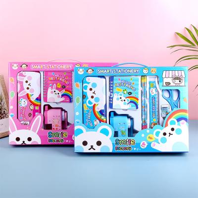 China 100% Eco-friendly Creative Stationery Children's School 8pcs Student Stationery Set With Pencil Sharpeners for sale