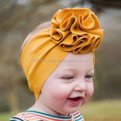 China 2020 Latest Fabric Little Girls Big Stretch Flower Headbands For Baby Turban for sale