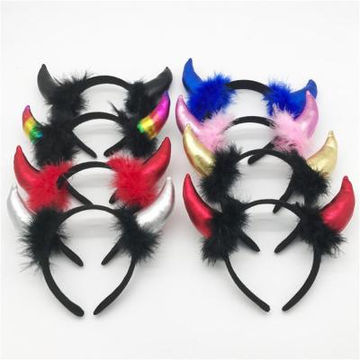 China Cloth Halloween Costume Male Hen Party Hair Accessories Fancy Red Devil Horns Headbands for sale