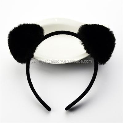 China Fabric Fashion Girls Party Cat Ears Hair Band Faux Fur Pom Pom Headband for sale