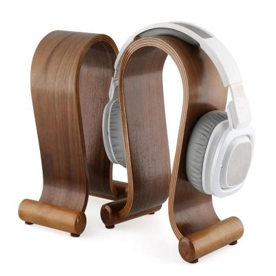 China Western Style Display Rack Holder Hanger For Game Gaming Earphone Headphone Walnut Wood for sale