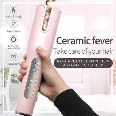 China Walmart Pink Big Curl Wavy Mermaid Wireless Ceramic Automatic Rotating Usb Wireless Rechargeable Automatic Hair Curler for sale