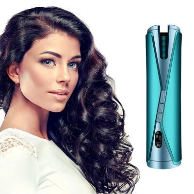 China LCD Temperature Display Wireless Automatic Rotating Hair Curler USB Rechargeable Curling Iron for sale