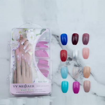 China Meaterial 100pcs Eco-friendly Colorful Artificial Nails Wearing Short Ballet Manicure Nails Plastic Box Tips for sale